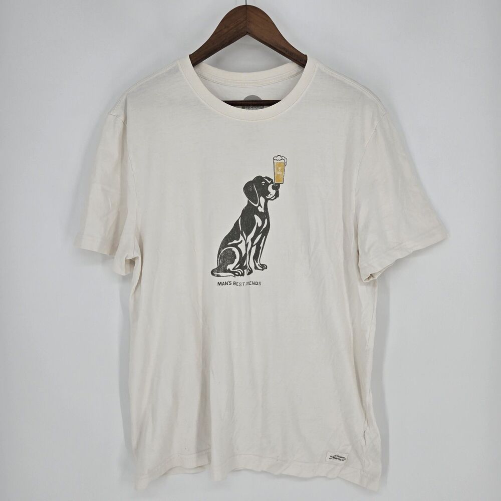 Life Is Good Crusher Short Sleeve Crew Neck T "Mans Best Friend" Large